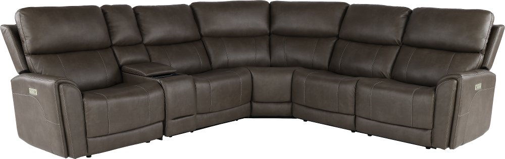 Damon Capriccio Smoke 6-Piece Power Reclining Sectional with Wireless Charging