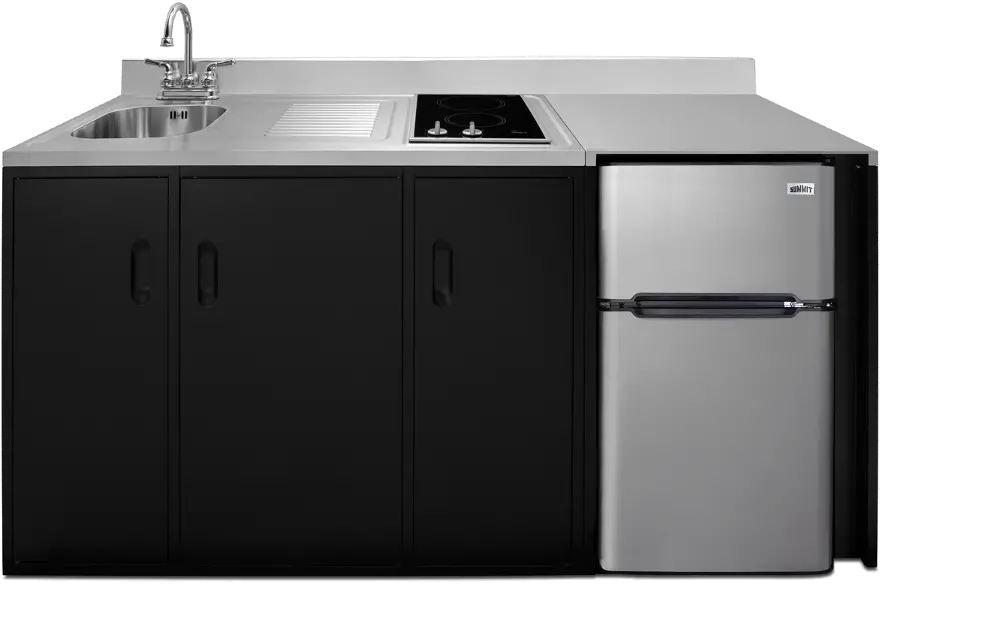 Summit 72  Wide All-In-One Kitchenette - Black & Stainless Steel-1