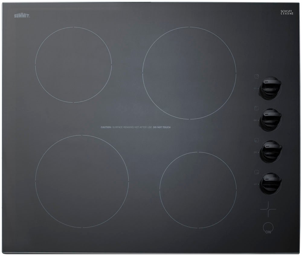 Summit 24 Wide 230V 4-Burner Electric Cooktop - Black