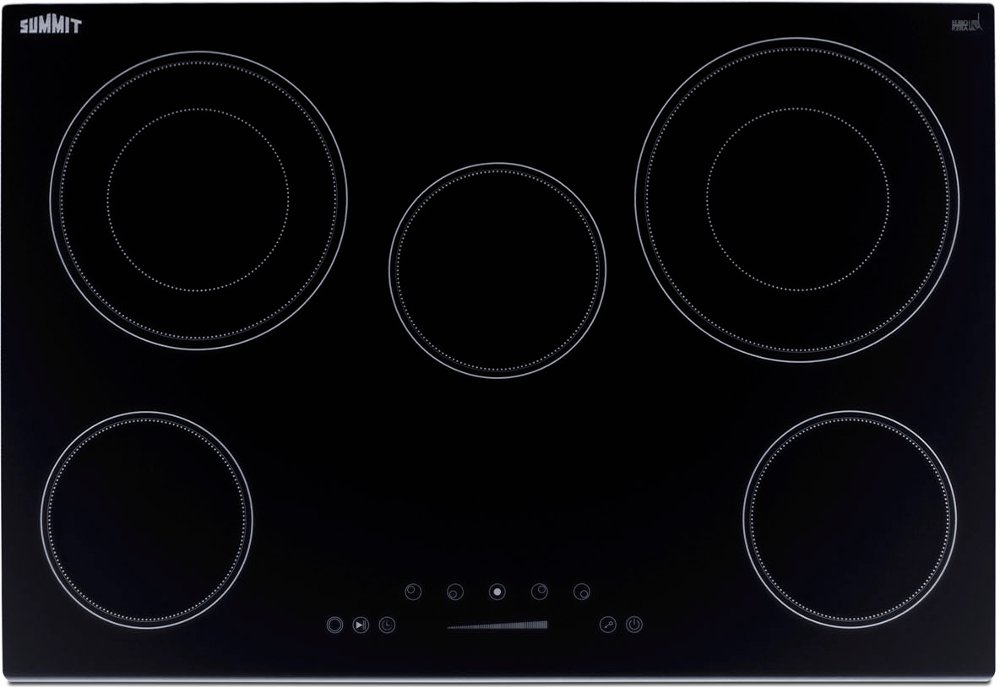 Summit 30 Wide 208-240V 5-Burner Electric Cooktop - Black