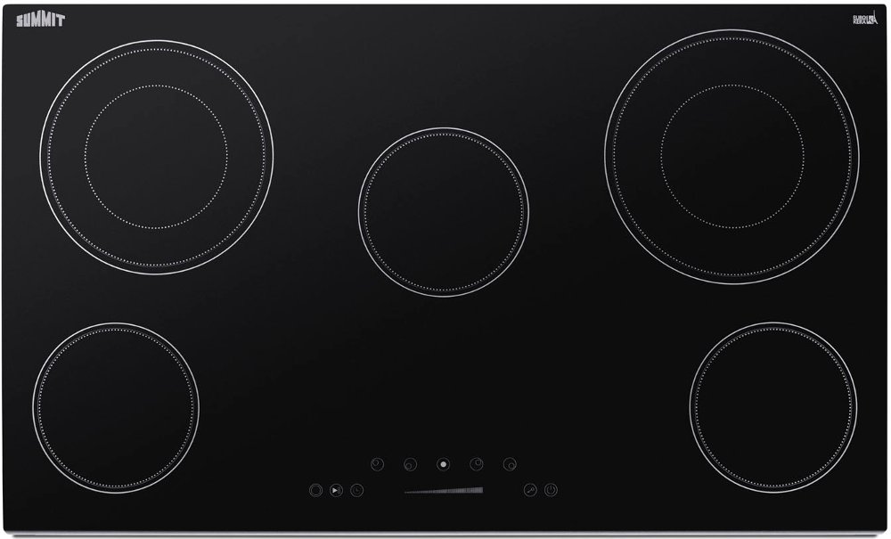 Summit 36 Wide 208-240V 5-Burner Electric Cooktop - Black