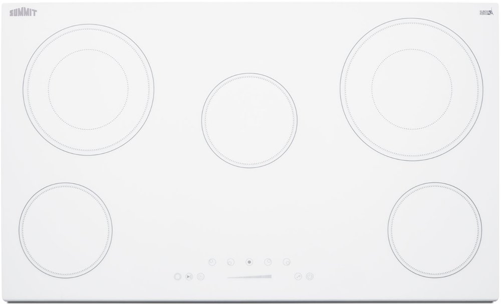 Summit 36 Wide 208-240V 5-Burner Electric Cooktop - White