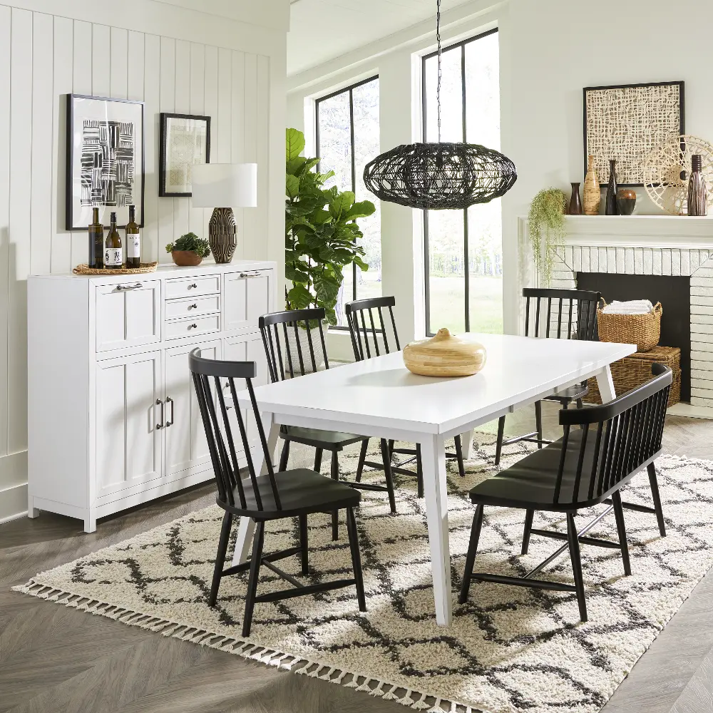 Capeside Cottage White and Black 6 Piece Dining Set-1