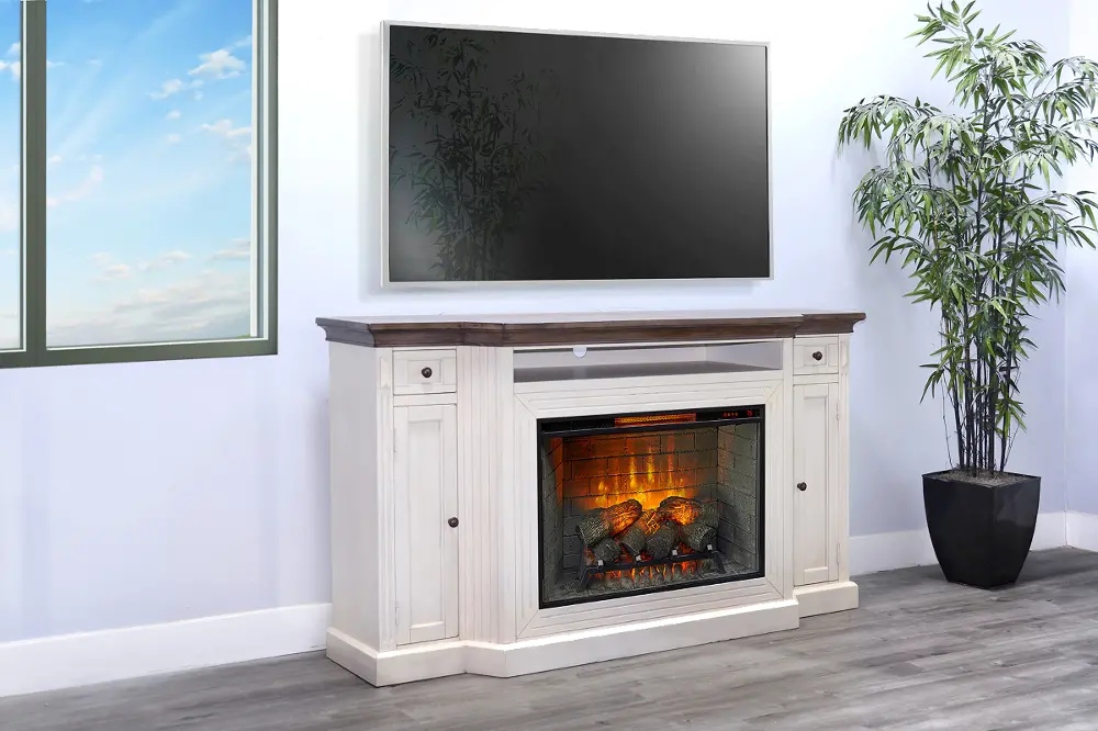 Heritage White 72  Electric Fireplace-1
