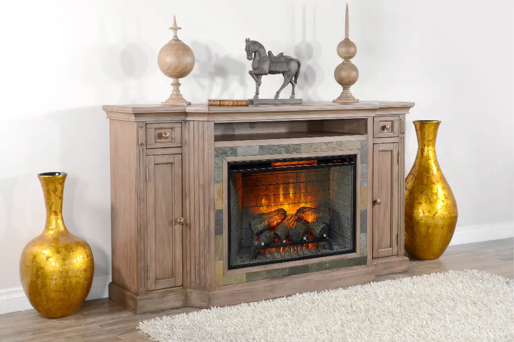 Heritage Brown 72  Electric Fireplace-1