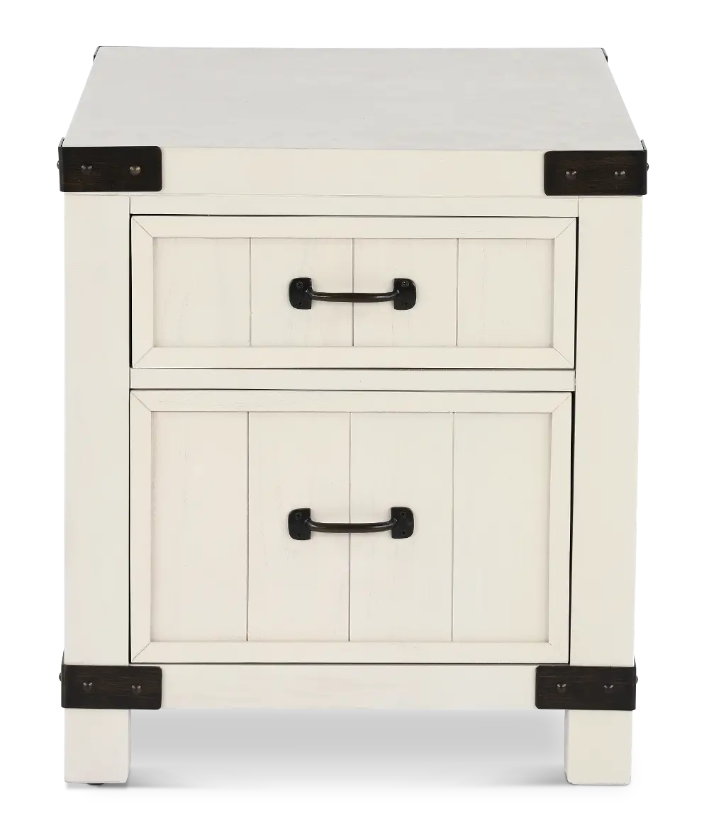 White River White Dual Drawer End Table-1