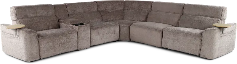 Alora Truffle Brown 6-Piece Power Reclining Sectional