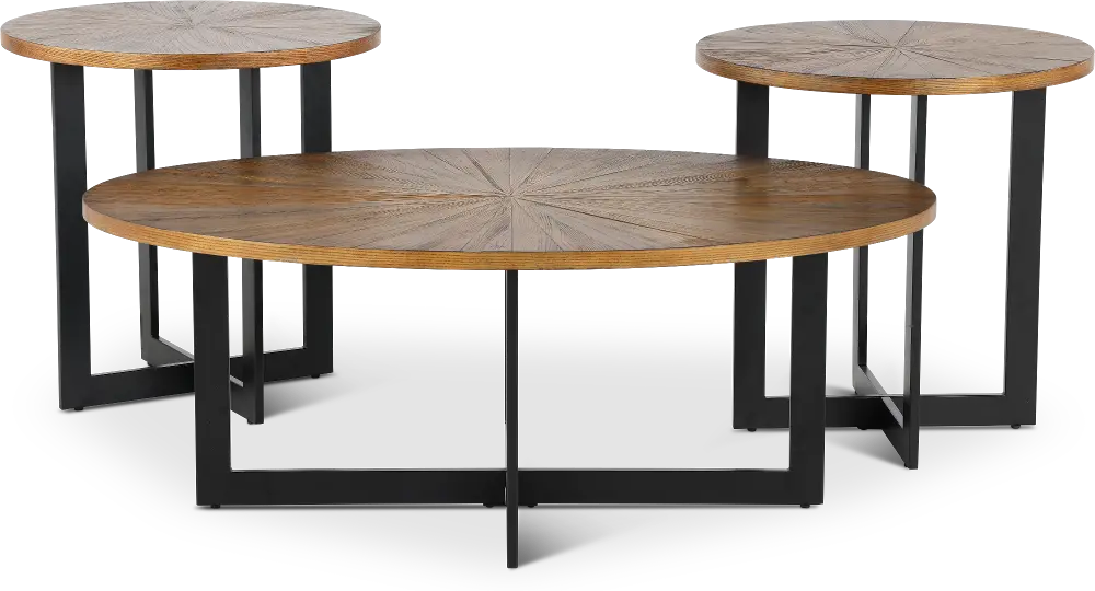 Colton Brown and Black 3 Piece Table Set-1