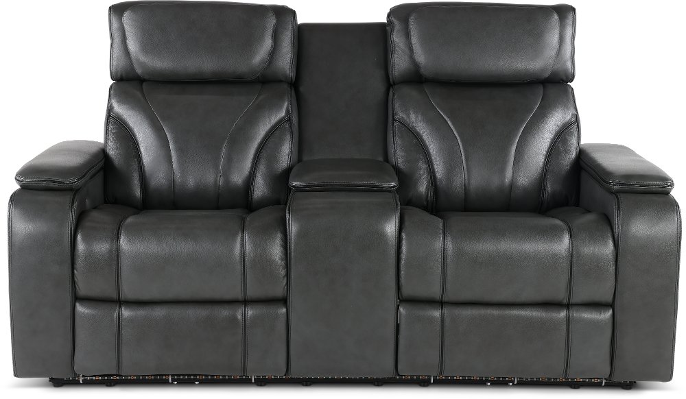 Arya Gray Power Reclining Loveseat with Power Headrests Massage and Console