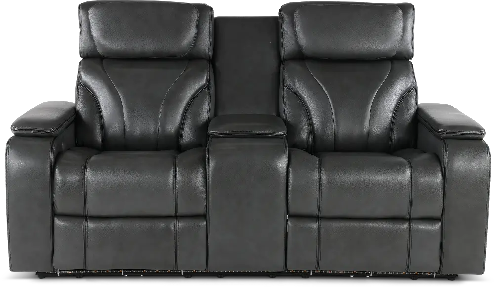 Arya Gray Power Reclining Loveseat with Power Headrests, Massage and Console-1