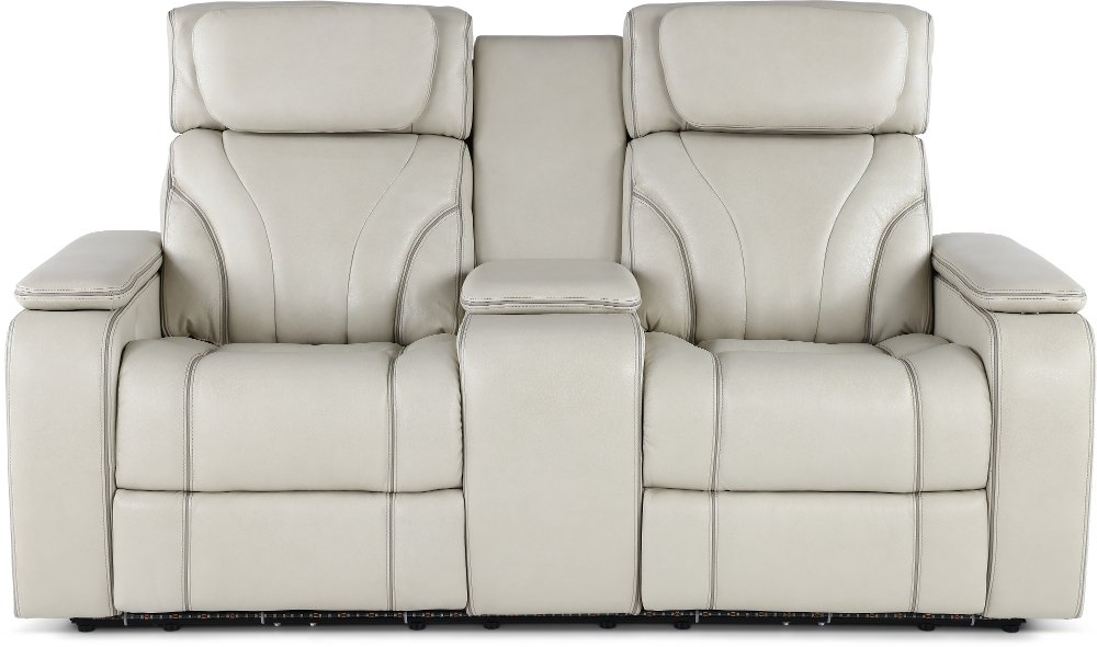 Arya Putty Power Reclining Loveseat with Power Headrests Massage and Console