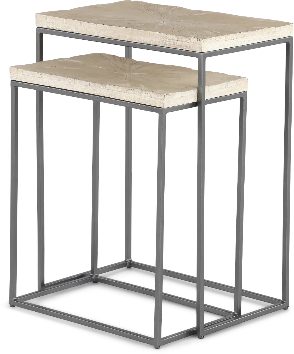 Mala Nesting Weathered White Chairside Table-1