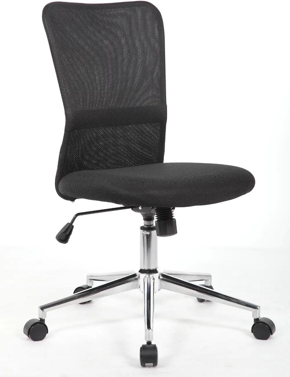Chrome Plated Black Mesh Armless Office Chair-1