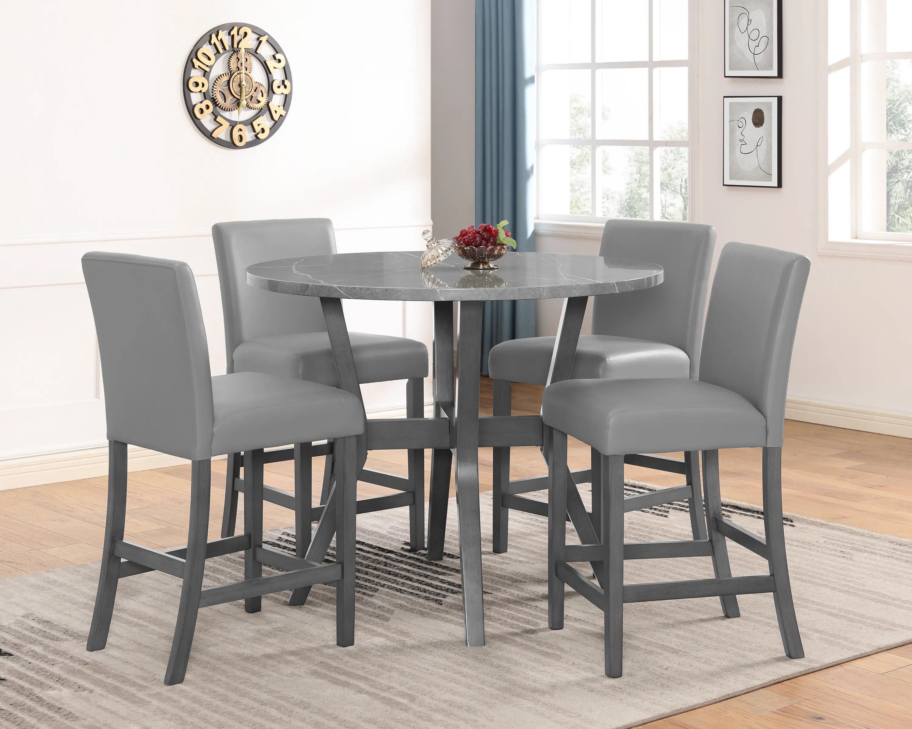 5-Piece Dining Table Set, Counter Height Dining Room Table with