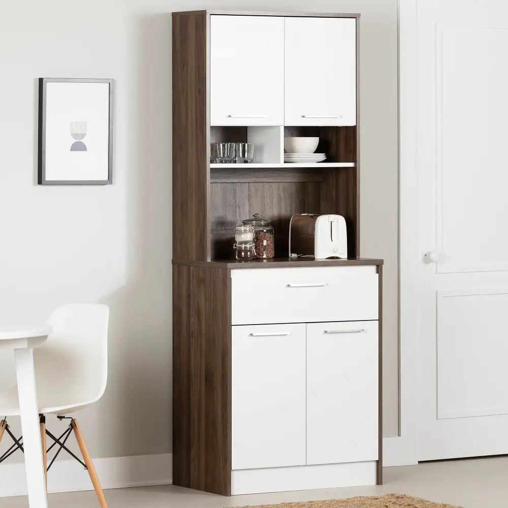 14421 Myro Walnut and White Pantry Cabinet - South Shore-1