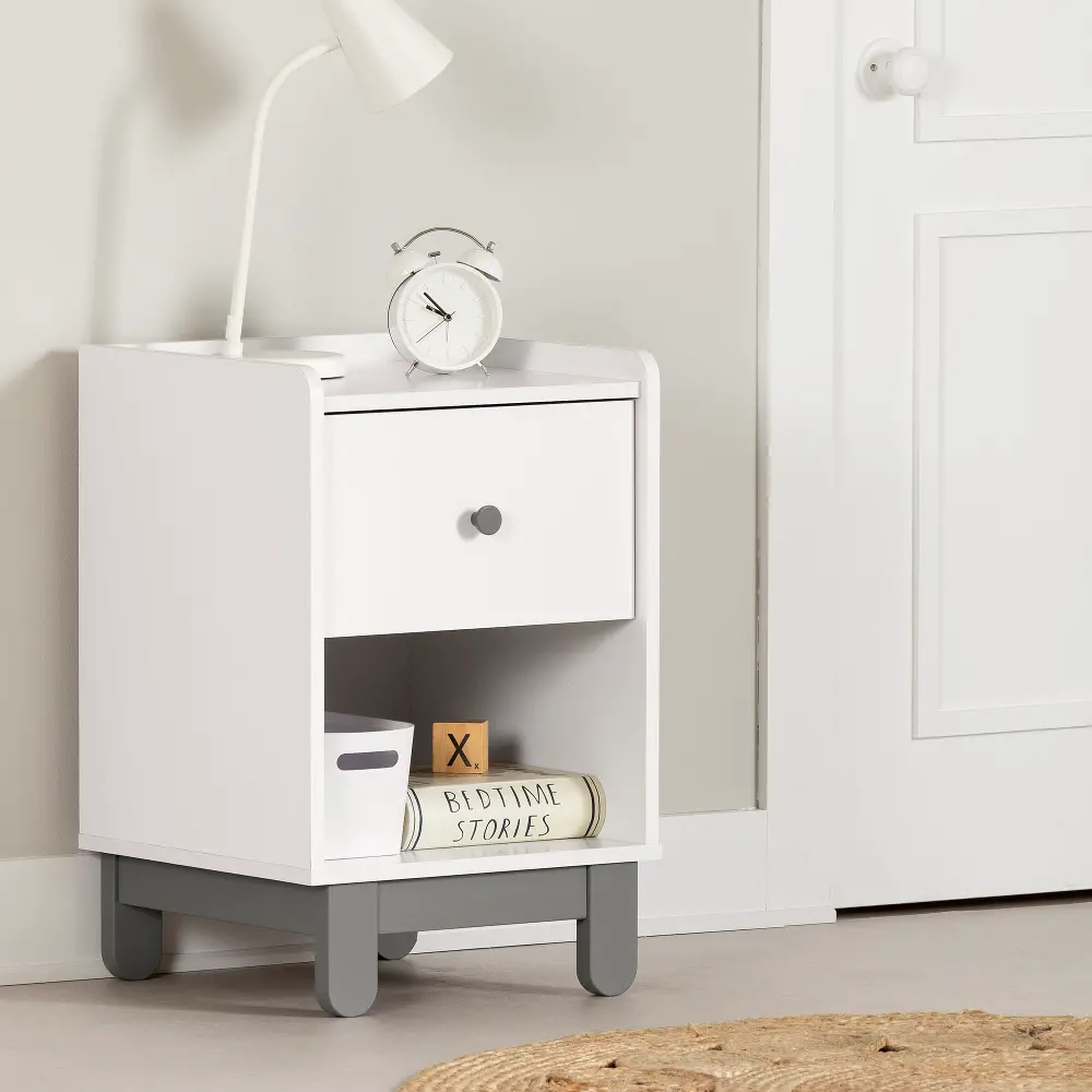 14443 Bebble White and Gray Nightstand - South Shore-1