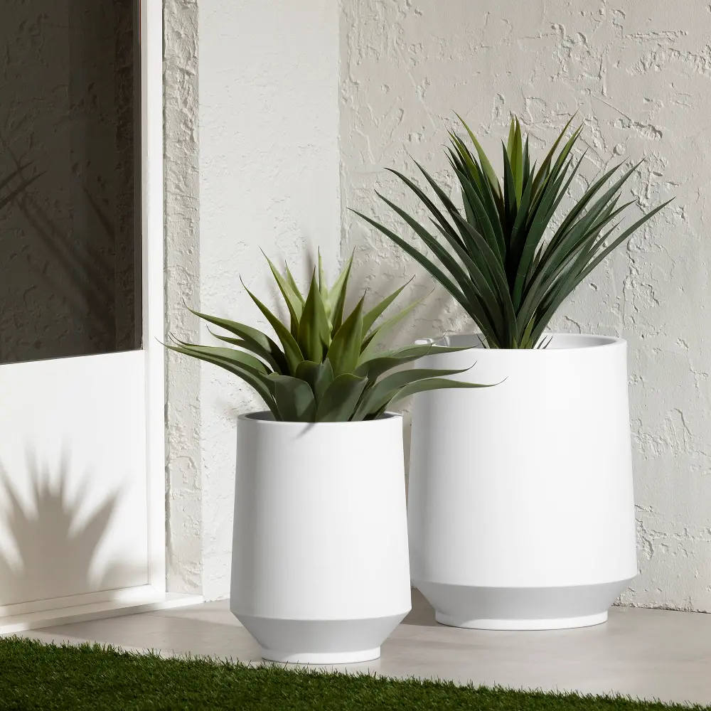 15014 Dalya White Planters, Set of 2 - South Shore-1