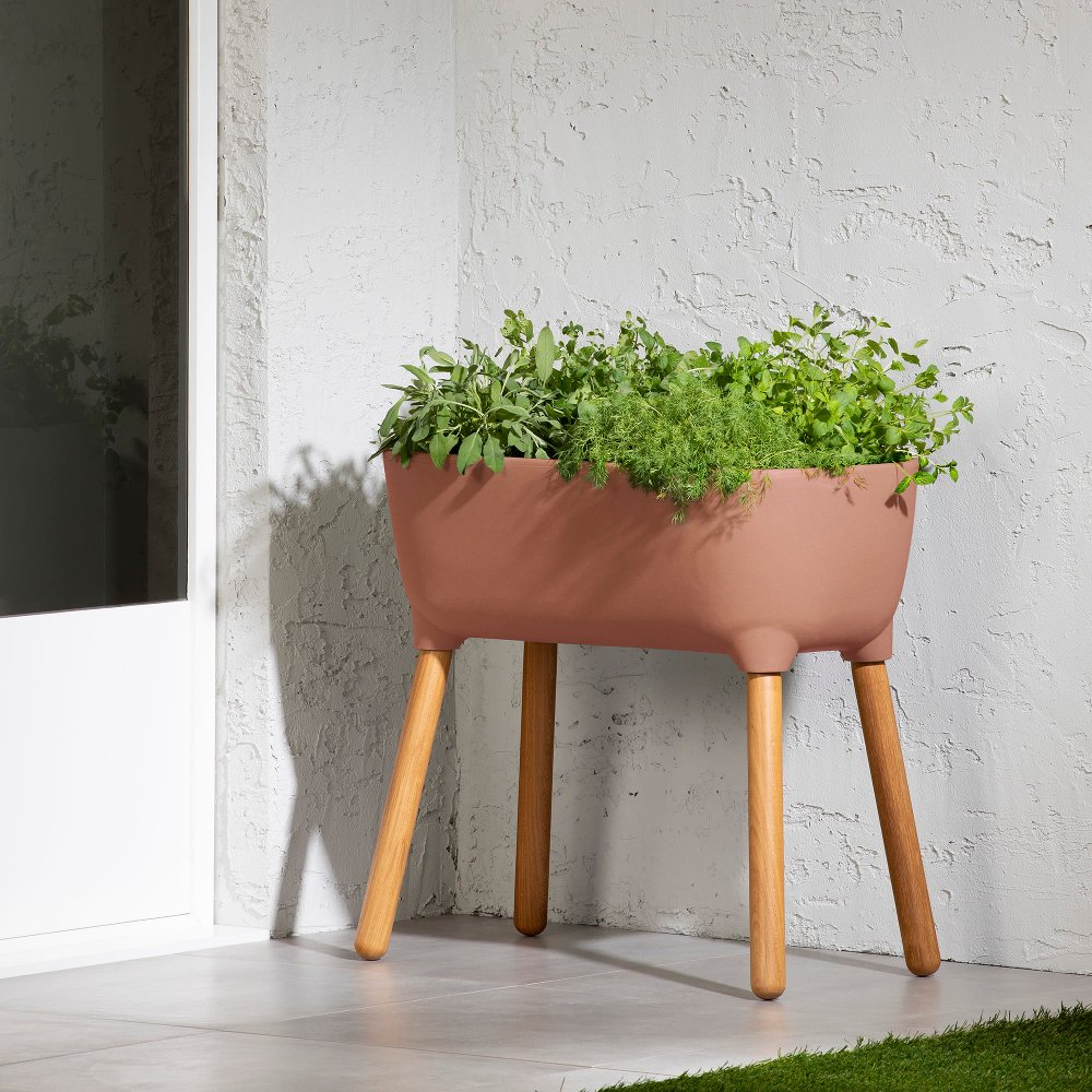 Dalya Burnt Orange Raised Planter - South Shore