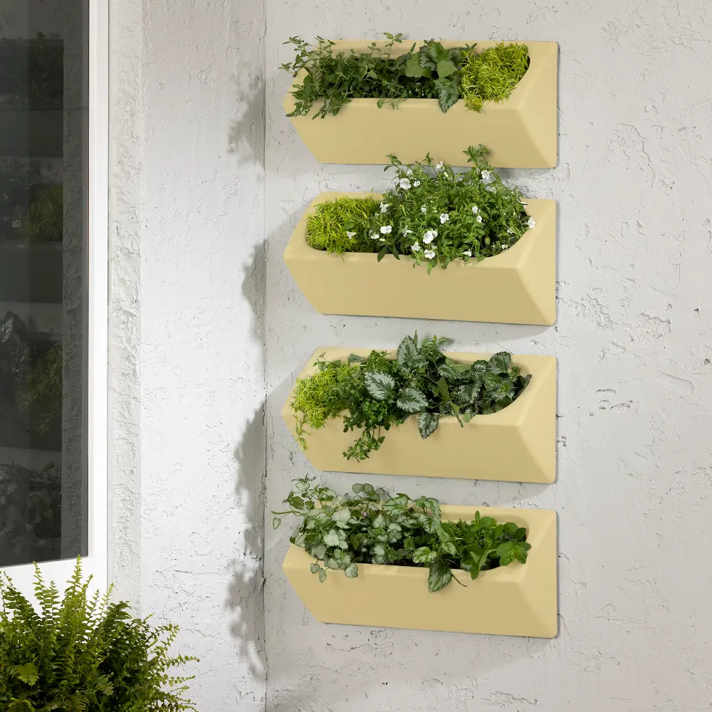 15329 Dalya Light Yellow Wall Planters, Set of 4 - South Shore-2