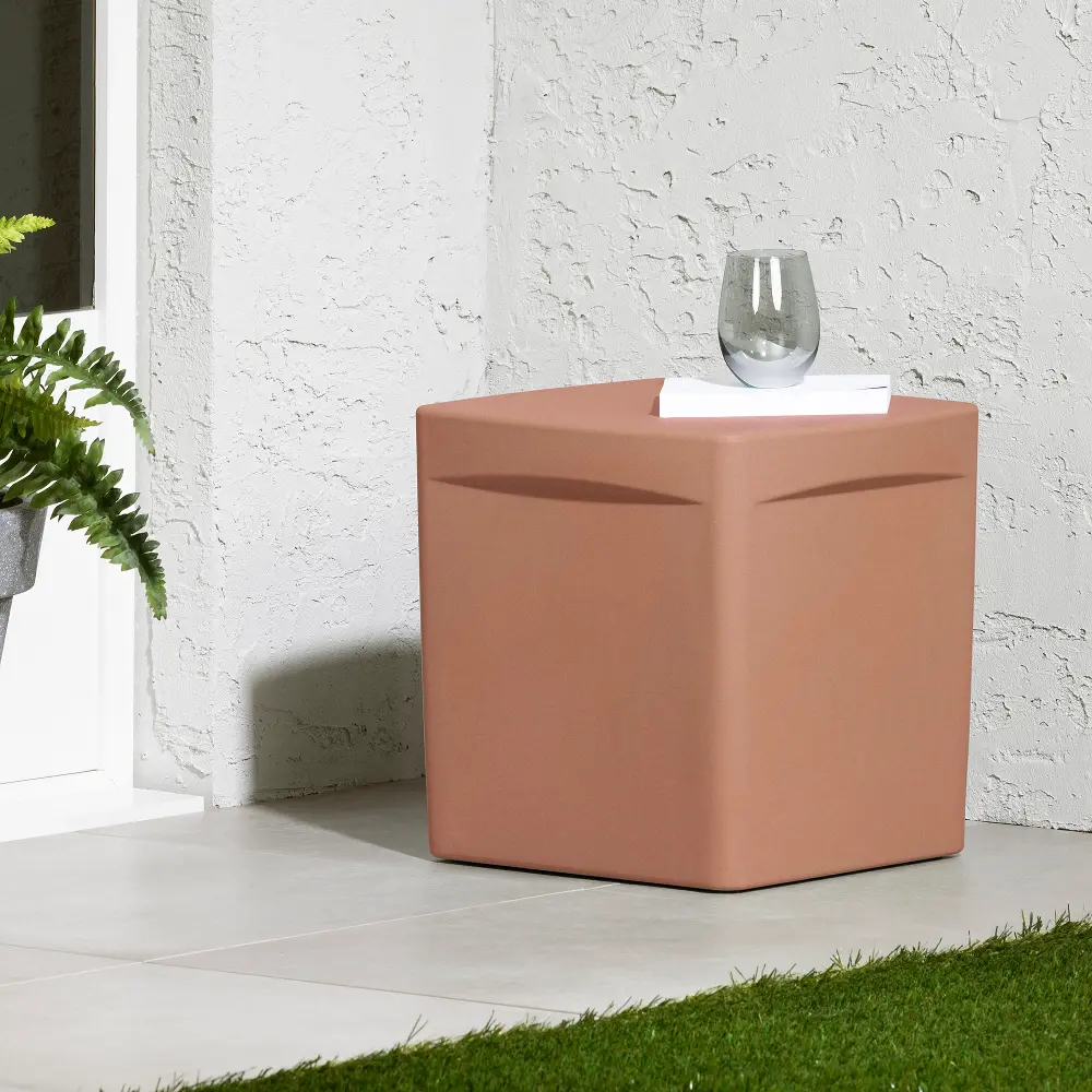 15337 Dalya Burnt Orange Square Outdoor Side Table - South Shore-1