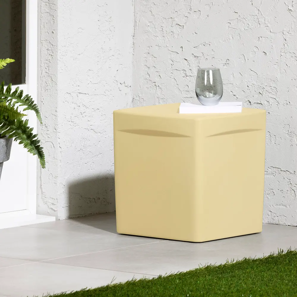 15338 Dalya Light Yellow Square Outdoor Side Table - South Shore-1