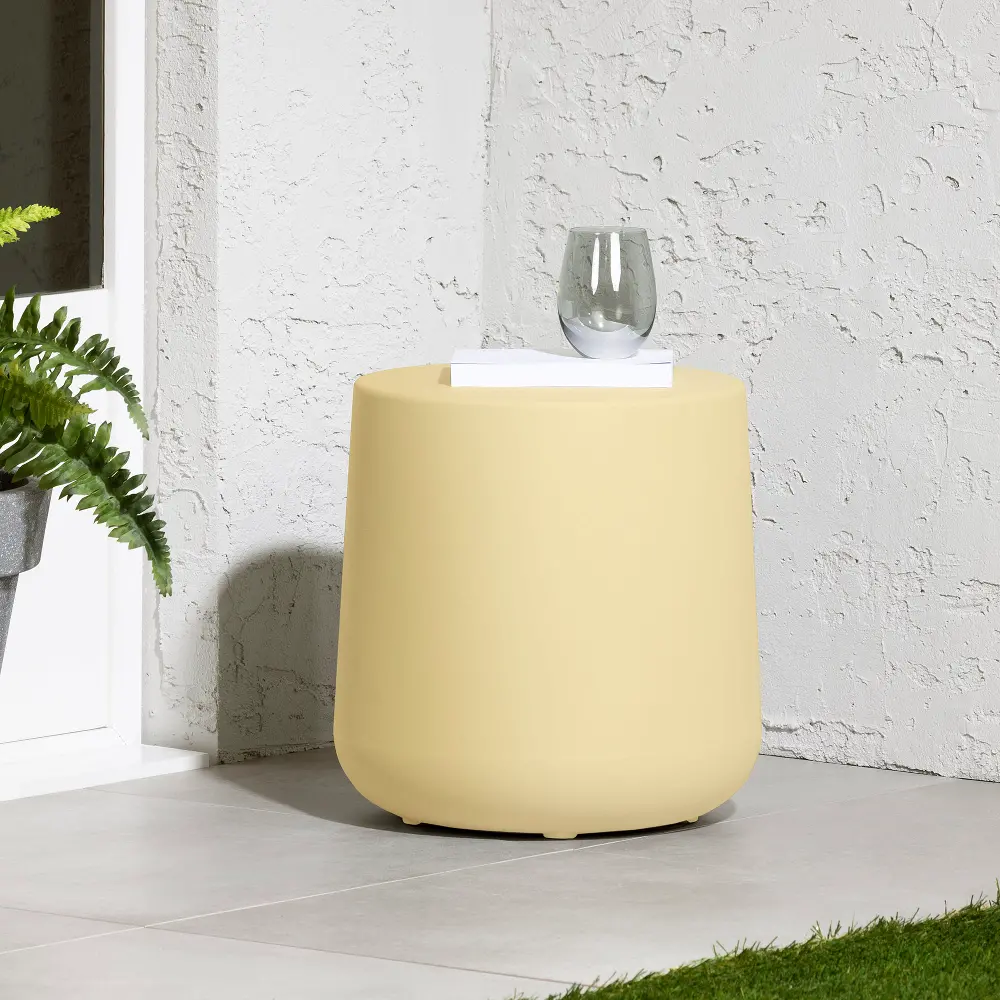 15340 Dalya Light Yellow Round Outdoor Side Table - South Shore-1