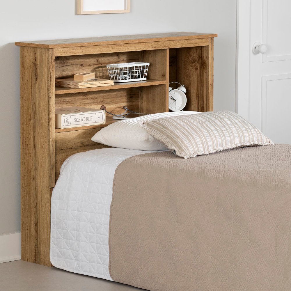 Tassio Oak Twin Bookcase Headboard - South Shore