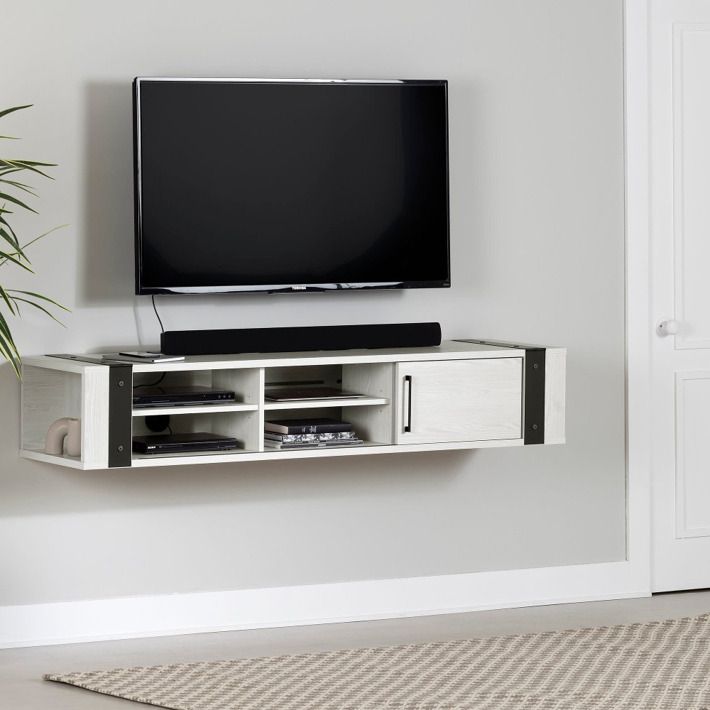 Munich White Pine 68 Hanging TV Stand - South Shore