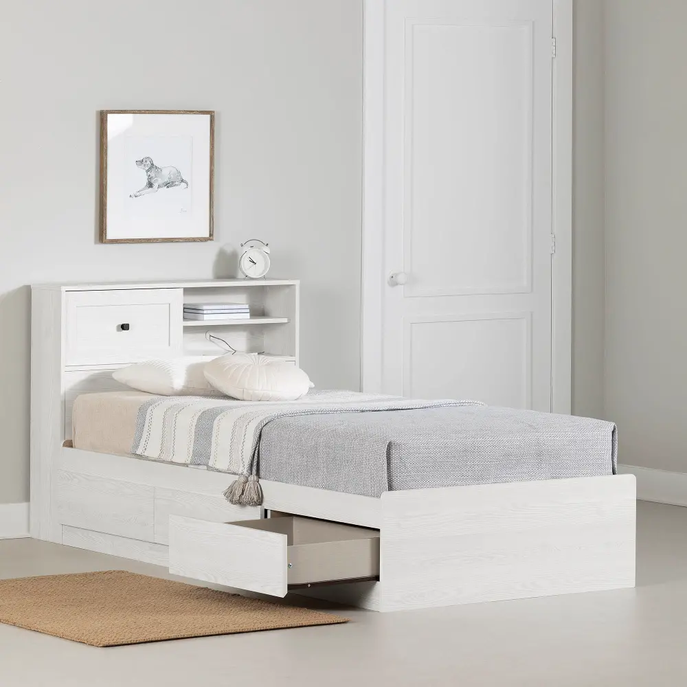 15550 Hazen White Twin Storage Bed with Headboard - South Shore-1