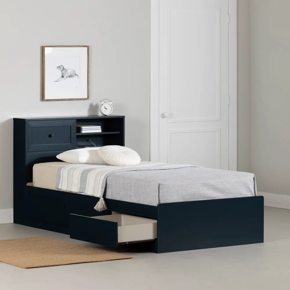 15551 Hazen Navy Blue Twin Storage Bed with Headboard - South Shore-1