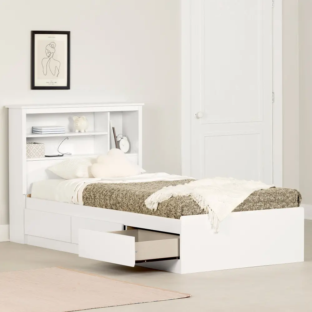 15668 Gramercy White Twin Bed and Headboard Set - South Shore-1