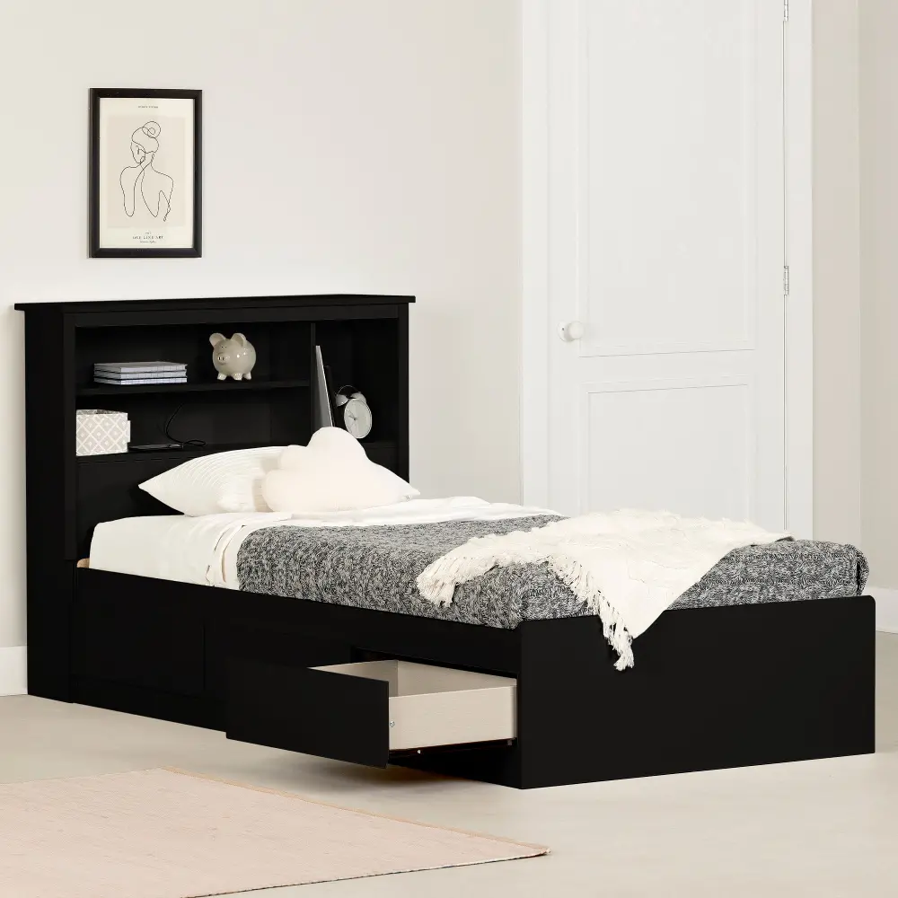 15671 Gramercy Black Twin Bed and Headboard Set - South Shore-1