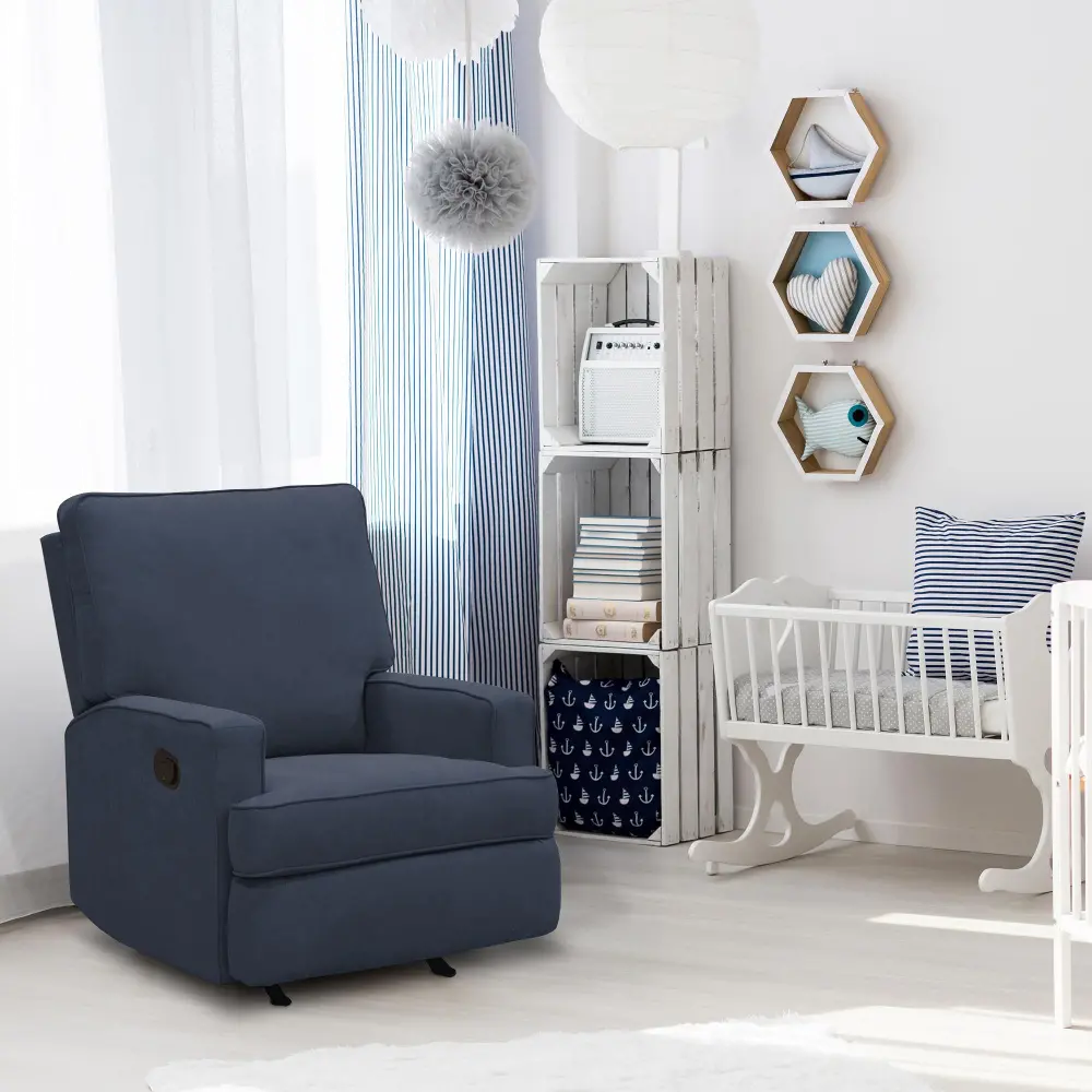 Shella Baby Relax Navy Rocker Recliner Chair | RC Willey