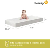 Safety 1st 2 in 1 Baby Crib Toddler Bed Mattress with Waterproof