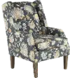 Whimsey Graphite Floral Wing Chair