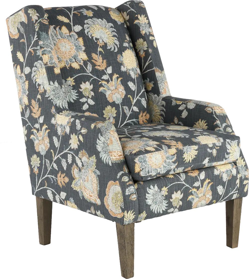 Whimsey Graphite Floral Wing Chair-1