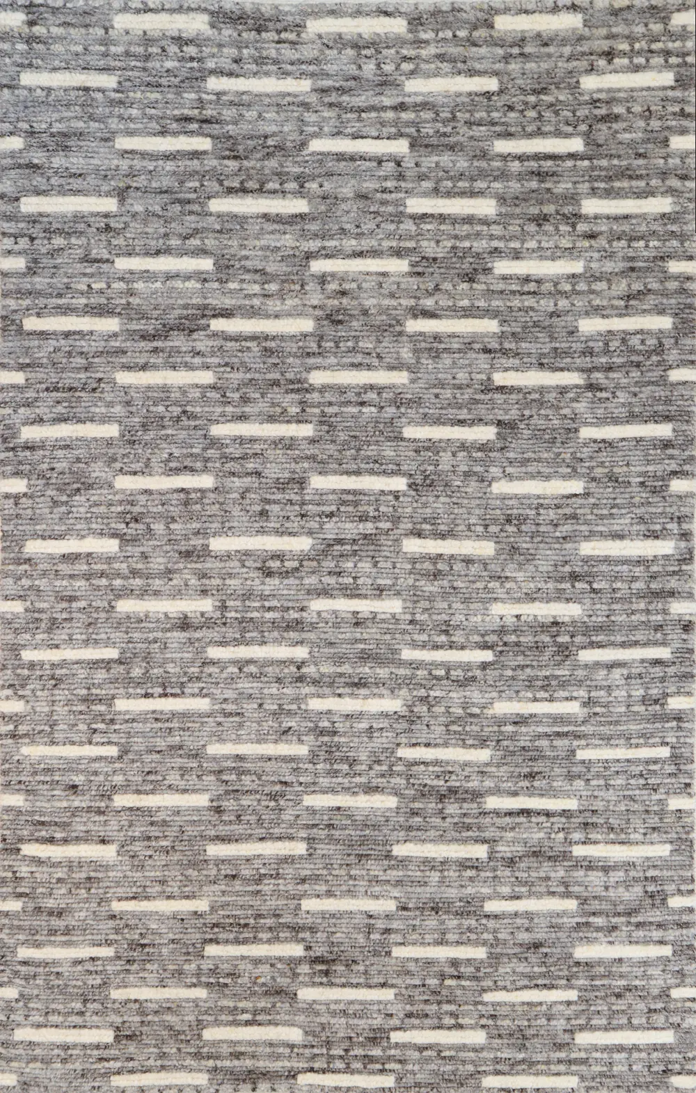 M133-GY-4X6-BN25 Jedediah 4 x 6 Wool Hand Knotted Gray Area Rug-1
