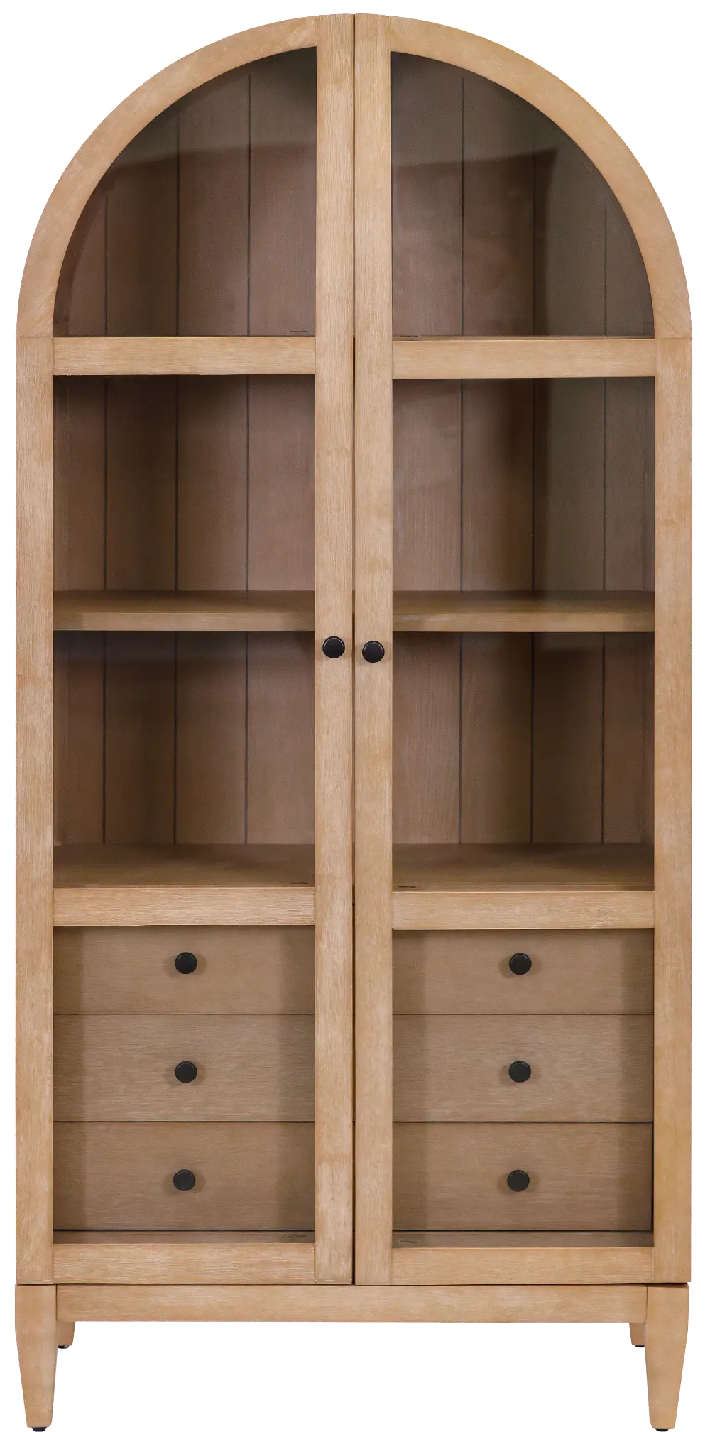 Laurel Natural Oak Arched Display Cabinet-1