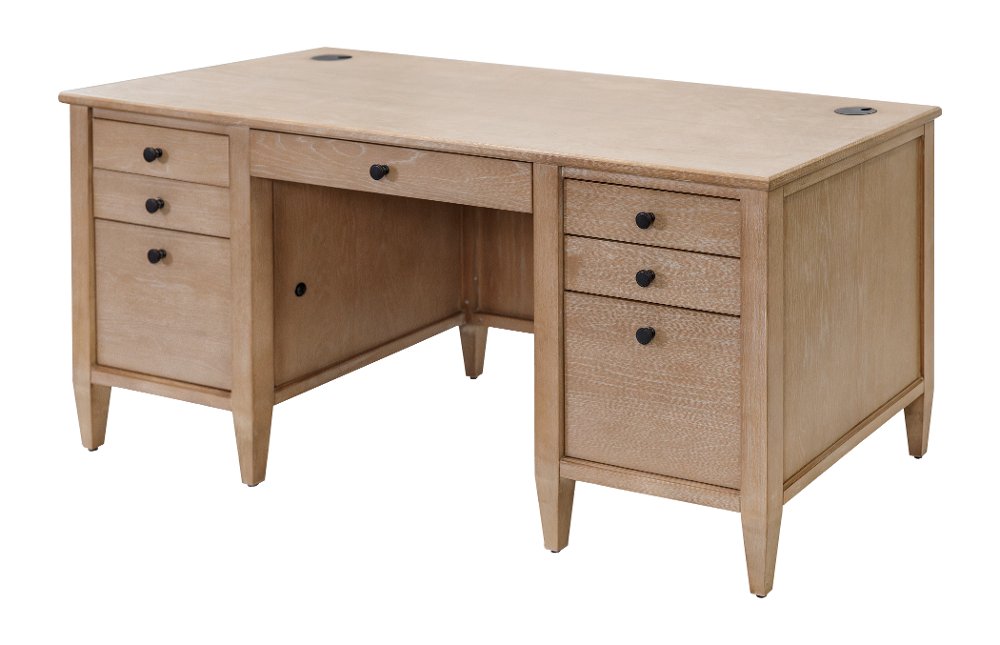 Laurel Natural Oak Double Pedestal Executive Desk
