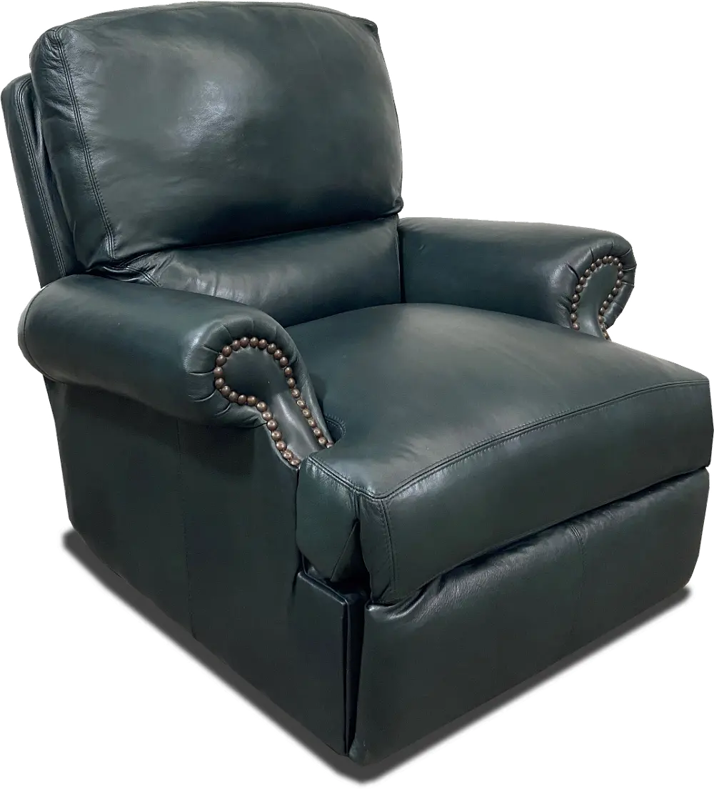 Hunter Green Leather Power Recliner-1