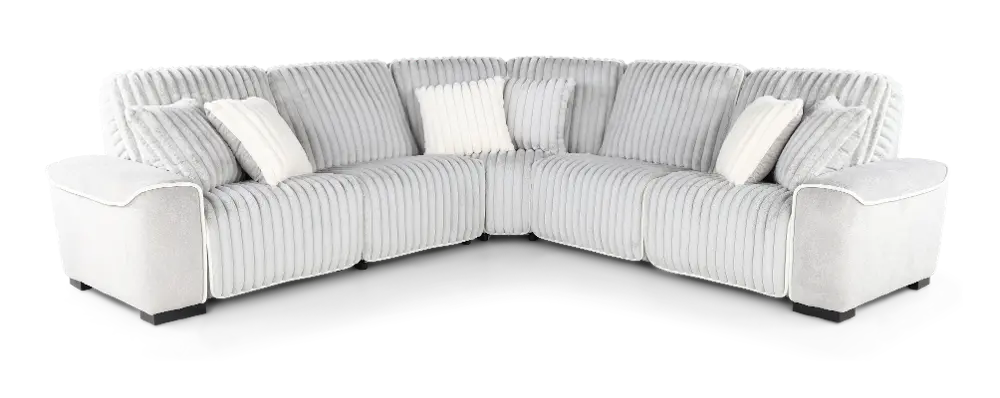Presley Fog Gray 5-Piece Power Reclining Sectional-1