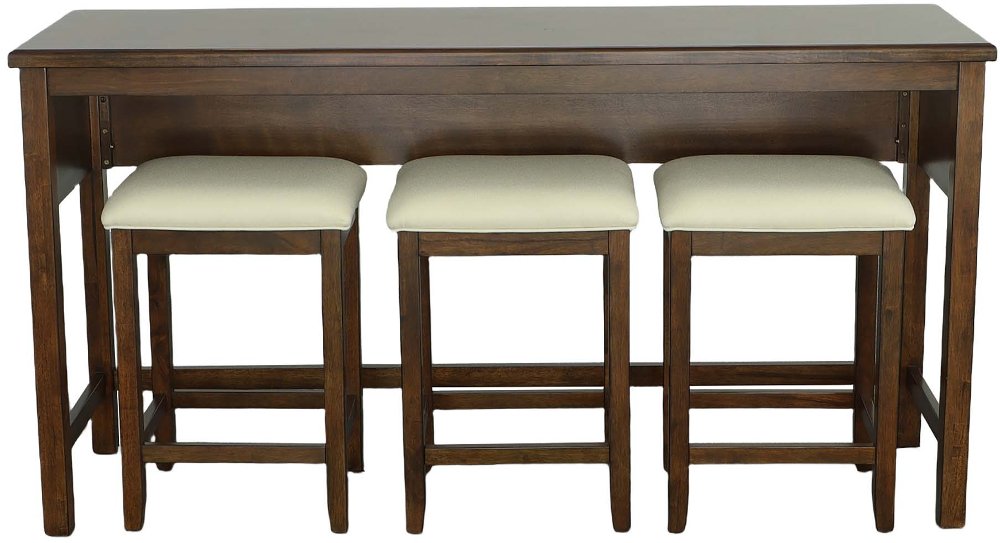 113335008 Study Hall Brown Counter Height Table with 3 Stool sku 113335008