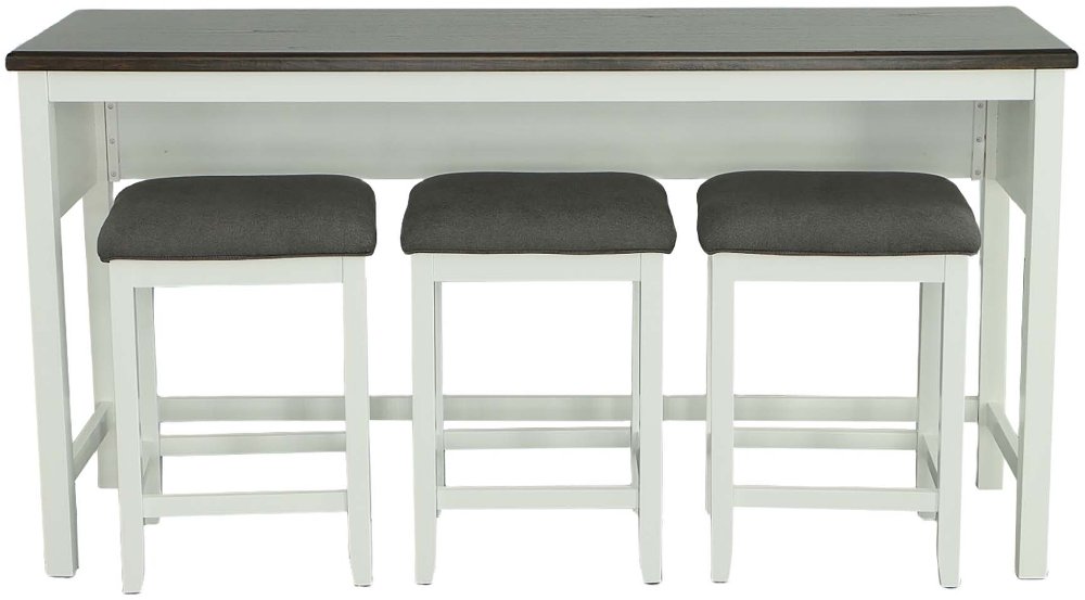 113335016 Study Hall White Counter Height Table with 3 Stool sku 113335016