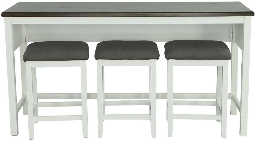 Study Hall White Counter Height Table with 3 Stools-1