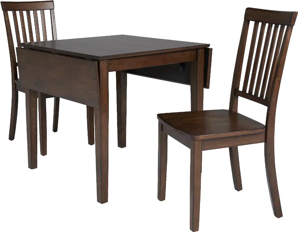 Simplicity Dark Brown Drop Leaf Table and 2 Chairs-1