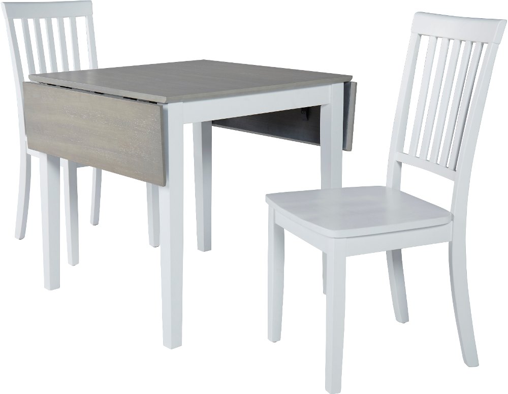 Simplicity White Drop Leaf Table and 2 Chairs