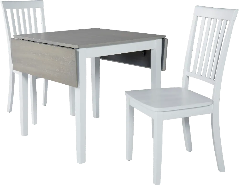 Simplicity White Drop Leaf Table and 2 Chairs-1