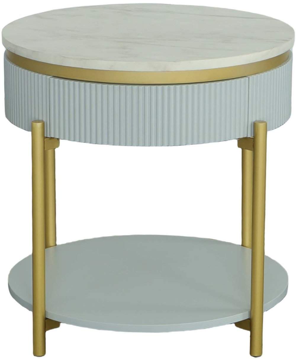 Deco White Round End Table