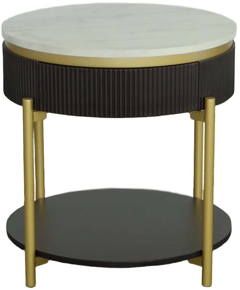 Deco Black Round End Table-1