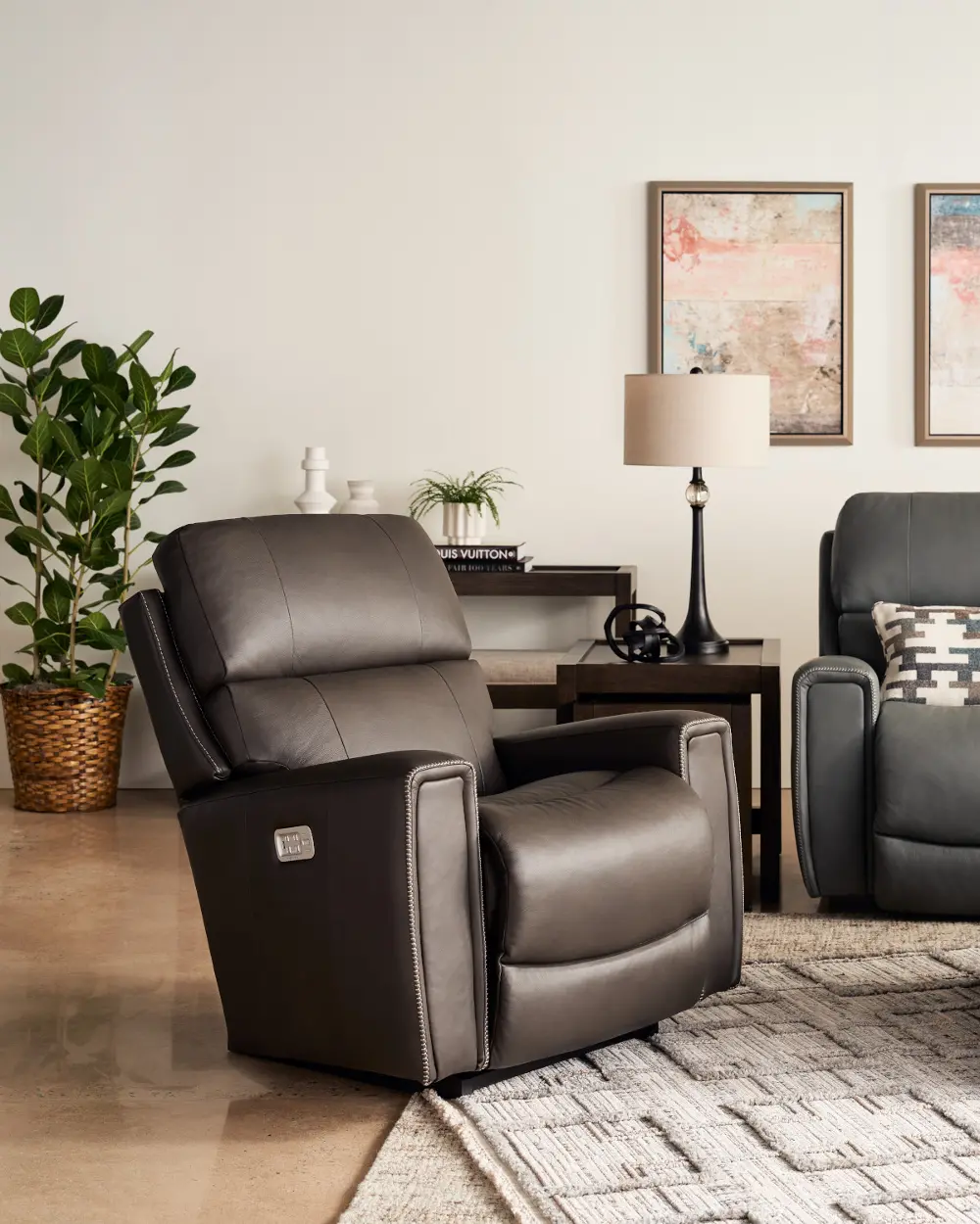 P1M757/LB193059 Apollo Slate Power Rocker Recliner with Massage & Heat-2